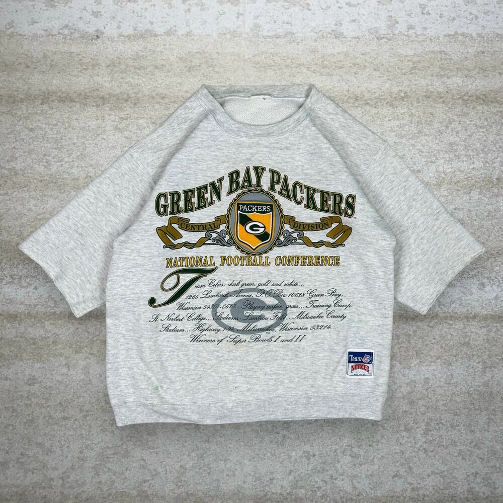 Vintage 90s Packers Sweatshirt Mens M Light Grey Cotton Nutmeg USA Cut Sleeves - Picture 1 of 6
